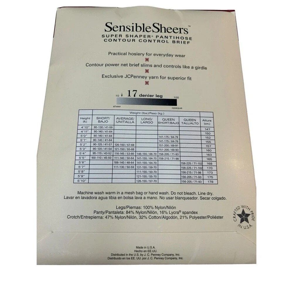 Worthington Sensible Sheers Super Shaper Pantihose LONG OFF BLACK Control Brief